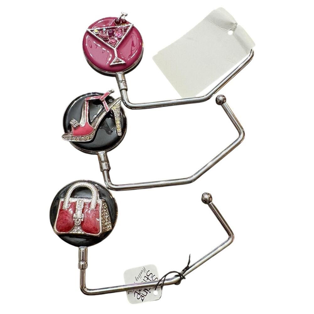 SPRING STREET JEWELED HEEL MARTINI AND BAG HANDBAG HOLDER 3PC SET